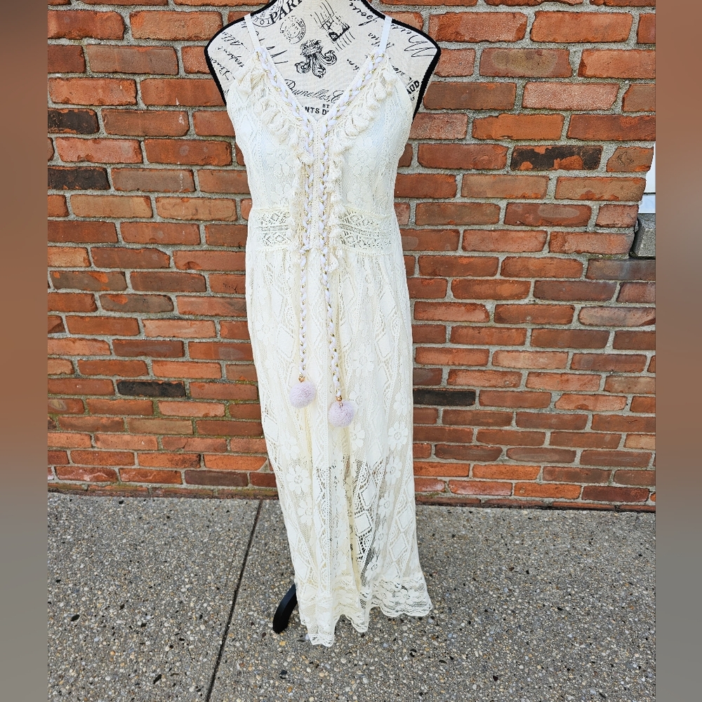 New Amellia Ivory Lace Bohemian Midi Swing Dress – Size S (M Fit) 🌿✨ - Picture 11 of 15
